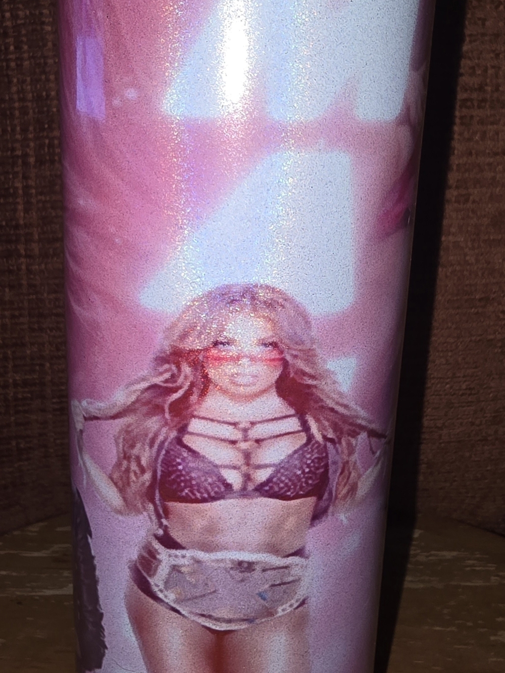 Pink Glitter Tumbler with Female Pop Art Graphic